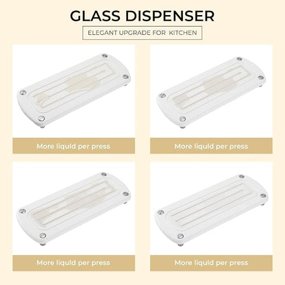[Luxury] Kitchen Soap Dispenser Set - 16OZ White Glass Bottle, Stainless Steel Pump, Instant Dry Tray, Waterproof Labels, Non-Slip Silicone Pad, and Dish Brush | Upgrade for Your Kitchen and Bathroom