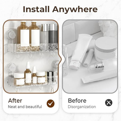 Corrugated Suction Cup Storage Holder, 2026 New Movable Shower Shelf Suction Cup,Shower Caddy Large Capacity Bathroom Organizer,No-Drill Wall-Mounted Storage Shelf (2PCS Gray)