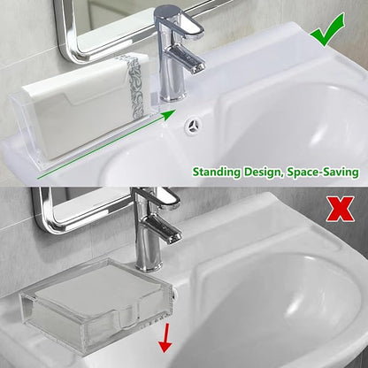 2 Pack Napkin Holder, 4MM Thicken Clear Acrylic Napkin Tissue Holder Guest Paper Towel Holder for Bathroom Dining Room Napkin Dispenser for Bar Restaurant
