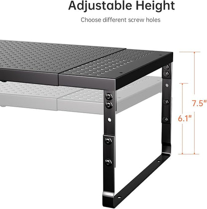 Cabinet Shelf,Expandable Adjustable Stackable Kitchen Organizer,for cabinets, Kitchens, countertops, bathrooms Shelf Organizer(2Packs/Black,Large)