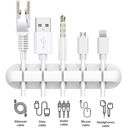 INCHOR White Cable Clips, Cord Organizer Cable Management, Cable Organizers USB Cable Holder Wire Organizer Cord Clips, 2 Packs Cable Straps for Desk Car Home and Office (5, 3 Slots)
