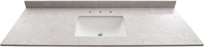 MSI Drifting Fog Vanity Top with Under Mount Rectangle Ceramic Sinks, Engineered Marble Stone, 4" CC Faucet Holes, 61"X22"
