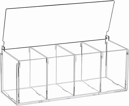 QWORK Coffee Capsule Holder Acrylic Box, Clear 4 Compartment Coffee Pod Storage Organizer with Lid, 11.73" x 5.12" x 4.72"