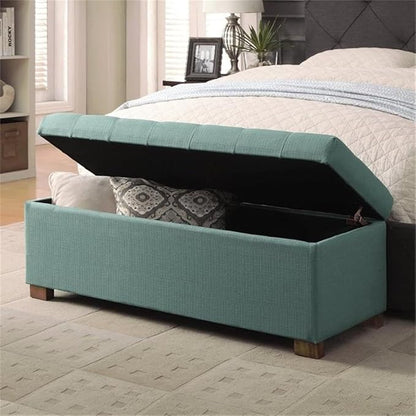 HomePop Large Storage Ottoman Bench with Lift Off Lid, Teal 46" x 18" x 18"