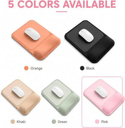 eulps Ergonomic Mouse Pad with Wrist Rest, Gel Mousepad with Soft Wrist Support, Non-Slip PU Base, Smooth Surface Mouse Pad for Wrist Pain Relief, Computer Laptop Office Home & Gaming (Pink)