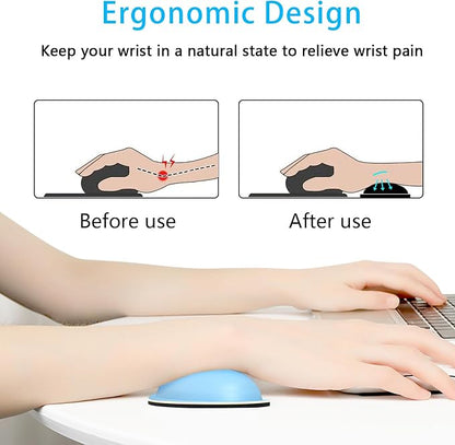 Dapesuom Mouse Wrist Rest, Ergonomic Memory Foam Mouse Wrist for Computer Desk Mats Support, PU Leather Hand Rest Pad Cushion for Gaming, Laptop, Men, Women, Pain Relief & Easy Typing, Sky Blue