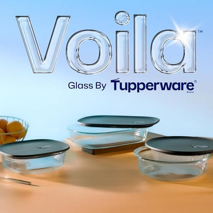 Tupperware Voila Glass Round Food Storage – Airtight Baking Dish, 1.8 qt / 1.7 L