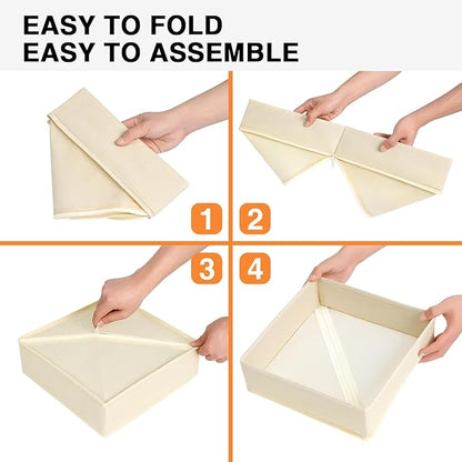 DIMJ Drawer Organizer Clothes 12 Pack - Foldable Baby Organizers and Storage & Dresser Organizer for Bedroom, Closet - Nursery Organization Dresser Dividers for underwear, Sock,Bra, Belt, Tie, Beige