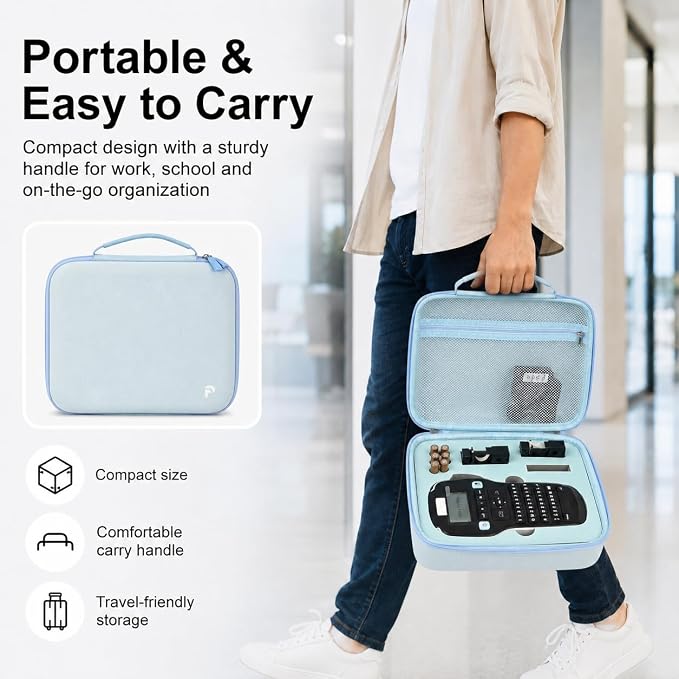 Case Compatible with DYMO Label Maker LabelManager 160/280 Portable Label Maker, Label Printer Storage Organizer for AC Adapter, Tape Cartirdges and More Accessories(Box Only) (Blue)