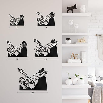 SIGNLEADER Metal Wall Art Decor Eagle Preying Modern Abstract Wall Sculpture Hangings Home Decoration for Living Room, Bedroom, Bathroom, Kitchen, Outdoor - 18" Black