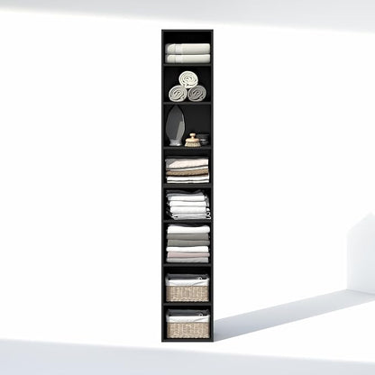 Furinno PASIR 8-Tier Closet Organizers and Storage, Open Shelf, Storage Organizer, 12-Inch Width, for Closet, Bedroom, Blackwood