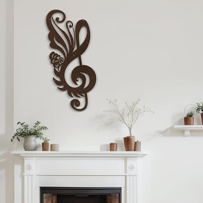 SIGNLEADER Metal Wall Art Decor Music Notes Modern Abstract Wall Sculpture Hangings Home Decoration for Living Room, Bedroom, Bathroom, Kitchen, Outdoor - 36" Bronze