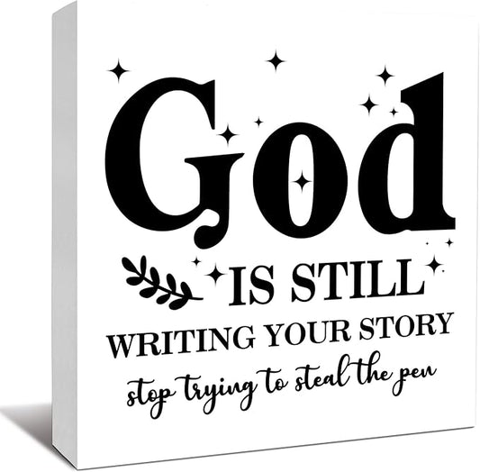 Farmhouse Decor, Christian God Home Decorations, Aesthetic Entry Way Table Shelf Wood Box Decor, Living Room Table Accessories, Boho Office Decorations For Work (02)