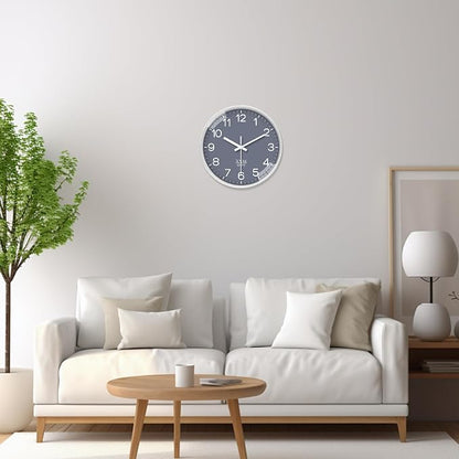 XNM Minimalist Wall Clocks Battery Operated 14 Inch Grey Wall Clock Decorative for Bedroom Office Decor Silent Wall Clock
