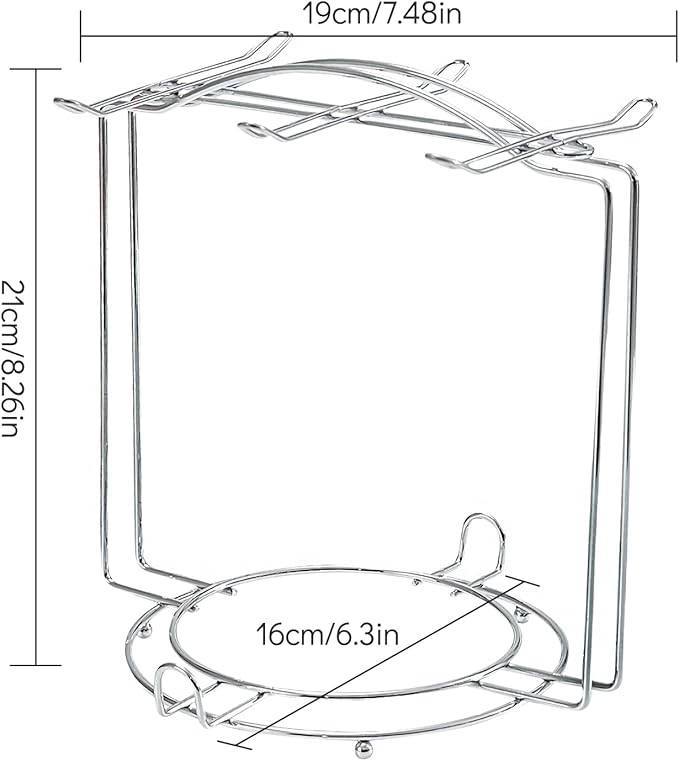 Tea Cups and Saucers Holder,Metal Tea Cups Coffee Cups Rack,Organizer for Coffee Cup Spoon and Saucers (Silver)