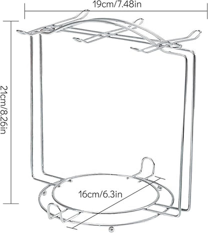 Tea Cups and Saucers Holder,Metal Tea Cups Coffee Cups Rack,Organizer for Coffee Cup Spoon and Saucers (Silver)