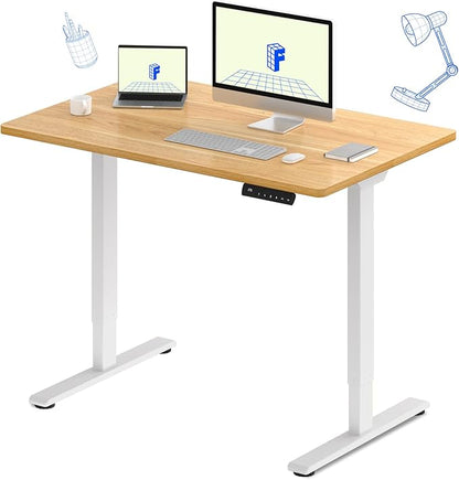 FLEXISPOT E3 Dual Motor Electric Standing Desk 48 x 24 Sit Stand Up Desk, Holds 220 lbs, Adjustable Height w/ Memory Presets, One-Piece Maple Desktop & White Frame, Ships in 2 Boxes