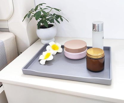 Gray Serving Tray (11.8 x 8.7 inch) for Serving Accessory, Spa, Coffee, Drinks, Wine, Tea, Bar, Party, Seasoning, Perfume and Display Use.