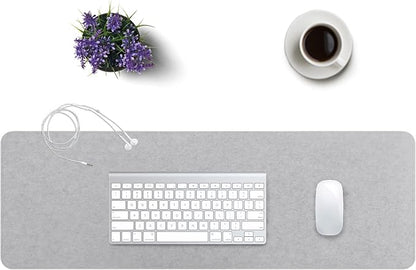 DawnTrees Felt Desk Pad,Keyboard Mat (35.8" x 11.8"),Large Felt Mouse Pad,Computer Desk Mat XL,Desk Protector for Office (Light Gray)
