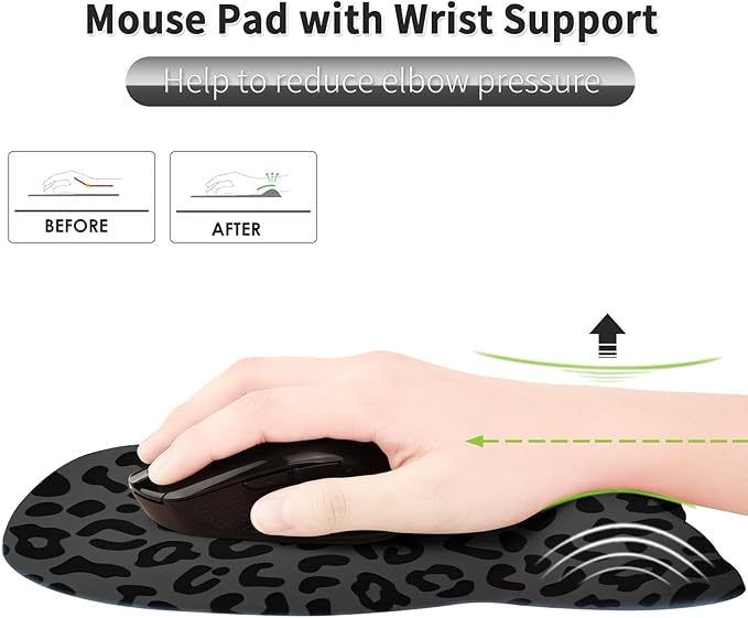 EooCoo Ergonomic Mouse Pad with Wrist Support, Mousepad with Memory Foam Wrist Rest and Non-Slip Base for Computer, Cafe, Home & Office, 9.64 x 8.26 in Office Desk Accessories