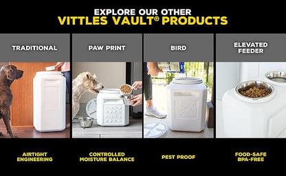 Vittles Vault Traditional Pet Food Storage Container For Dog Kibbles/Bird Seed/Oatmeal/Rice/Flour/Cereal, BPA Free Plastic, Sealed Airtight For Cat Food, Up To 60 lb, Made in USA, With Scoop, Gray