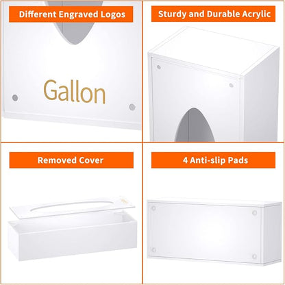 FEMELI Food Bag Storage Organizer, Acrylic Kitchen Drawer Baggie Box, Compatible with Gallon, Slider Quart, Freezer, Sandwich, Snack, Variety Size Bags, 4 separate Pack(White)
