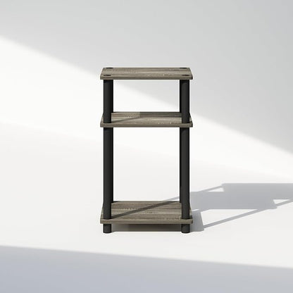 Furinno JUST Night Stand, 3-Tier Turn-N-Tube Nightstand, Toolless Bedside Table, End Table, Side Table with Open Storage for Bedroom, Closet, Dorm, Bathroom, French Oak