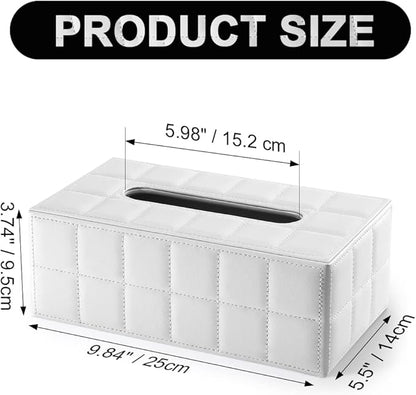 KINGFOM Rectangular Tissue Box Cover, Imitation Suede PU Leather Tissue Box Holder, Facial Napkin Paper Dispenser for Home Office Car Automotive Decoration with Magnetic Bottom(Soft White)