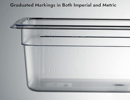 CURTA 6 Pack NSF Food Pans, 1/3 Size 4 Inch Deep, Commercial Polycarbonate Plastic Clear Freezer-Safe