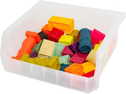 ReadySpace Plastic Containers for Organizing and Storage Bins for Closet, Kitchen, Office, Garage or Pantry Organization, Stackable Bins, Extra Large (14.8" x 16.5" x 7"), 4-Pack, Clear