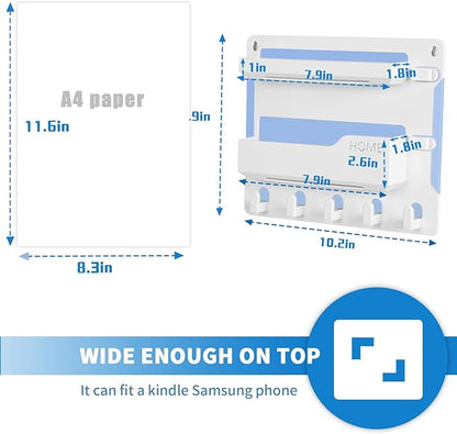 YONGAIJIA Bedside Wall Mount Shelf, Adhesive Bedside Organizer for Remote、Phone、Glasses. Bedside Accessories Storage Suitable for College Dorm 、bunk Bed 、 Bedroom、Rv（White）