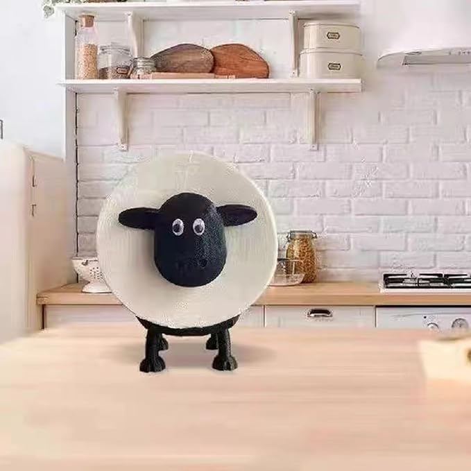 Generic Sheep Toilet Paper Holder, Cute Paper Towel Storage Rack, Wall-Mounted Paper Towel Basket, Black (3)