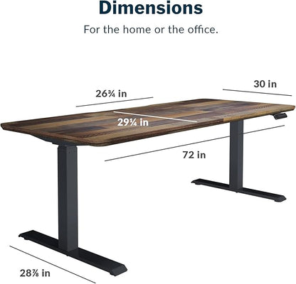 Vari Classic Electric Standing Desk - VariDesk Height Adjustable Sit/Stand Desk - Dual Motor with Memory Presets, Stable T-Style Legs - Gaming or Home Office Workstation - 72”x30”, Reclaimed Wood