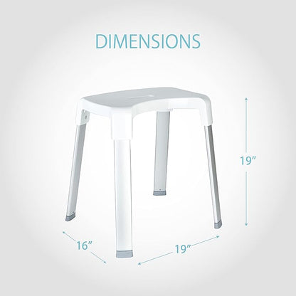 Better Living Smart 4 Shower Bench for Inside the Shower, Shower Stool for Shaving Legs & to Sit On, Rustproof Non-slip Stool with Durable Aluminum Legs, Waterproof Shower Bench, White