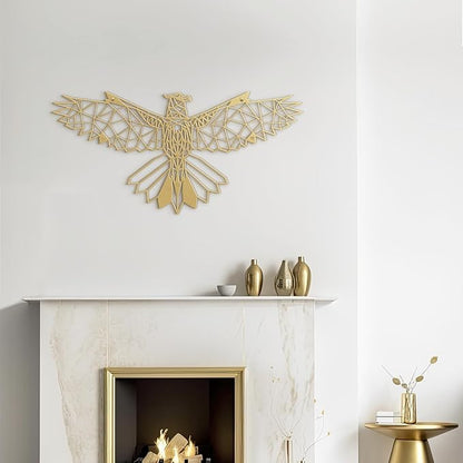 SIGNLEADER Metal Wall Art Decor Eagle Strikes the Sky Modern Abstract Wall Sculpture Hangings Home Decoration for Living Room, Bedroom, Bathroom, Kitchen, Outdoor - 30" Gold