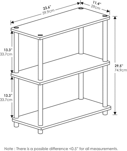 Furinno TURN-N-TUBE Storage Shelves, 3-Tier Book Shelf, Corner Shelf, Toolless Open Shelves, for Organization and Storage, Living Room, Garage, Home Office, Dark Cherry