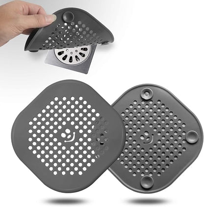 2 Pack Drain Cover Hair Catcher Drain Plug Hair Stopper Drain Protector for Shower Bathroom Accessories Bathtub Deep Grey