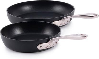 All-Clad HA1 Expert Hard Anodized Nonstick Fry Pan 2 Piece Set, 8" & 10" Induction, Oven Safe 500F, Kitchen Frying Pans, Skillets, Ergonomic Handle, Premium Cookware, Dishwasher Safe, Black