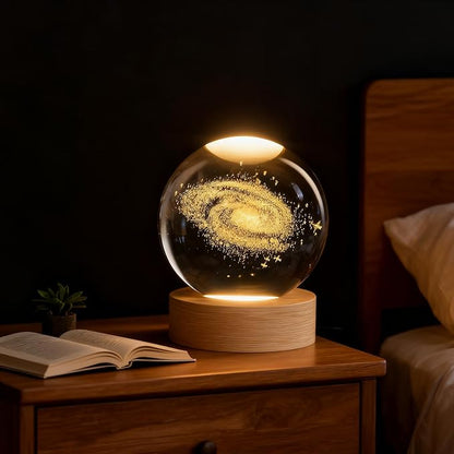 3D Galaxy Crystal Ball, 2.4 inch Universe Gifts Decorative Quartz Glass Ball, Space Astronomy Decor Present Glass Sphere, Physics Display Sculpture Home Decor Crafts for Office Desk Home