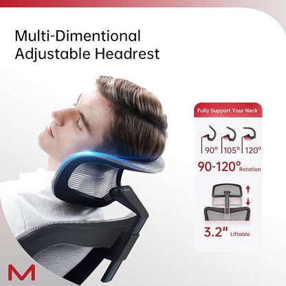 Office Chair, Ergonomic Desk Chair with Adjustable Lumbar Support, High Back Mesh Computer Chair with Flip Up Armrests and Headrest, Executive Task Chair for Home Office Study, 300LBS Capacity