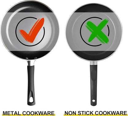 18/10 Stainless Steel Kitchen Utensils Set,9pcs Metal Cooking Utensils Set Cookware for Wok Tools,14 inch Long Heavy Duty Kitchen Tools Set for Chef
