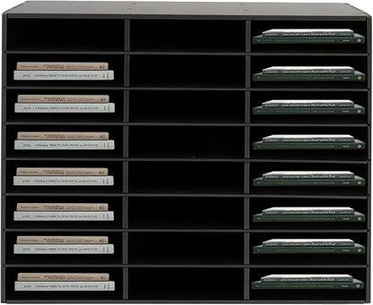 Mail Sorter Organizer, 24 Compartments Mailbox for Classroom, Desktop File Organizer with Adjustable Shelves, for Office Home Classroom, Black