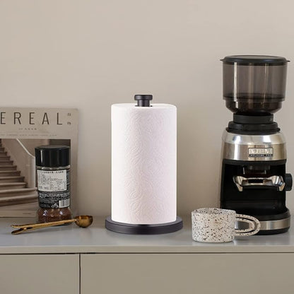 Black Standing Paper Towel Holder for Kitchen& Bathroom Countertop,Under Counter, Table Or BBQ, Standard or Jumbo-Sized Roll Paper (with Stainless Steel Base)