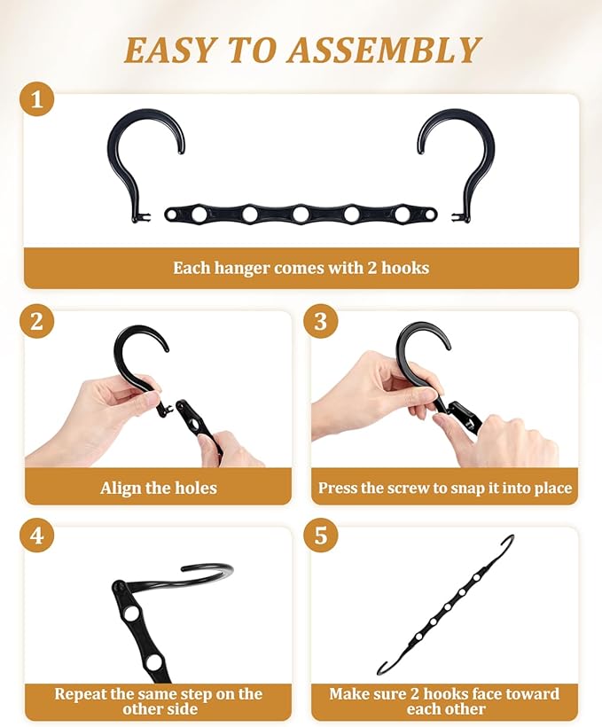 AMKUFO Hangers-Space-Saving 8 Pack Space-Saver, College-Dorm-Room-Essentials for Guys Girls, Smart Hangers for Bedroom Apartment Essentials, Black Plastic Magic Hangers House Organization Must Haves