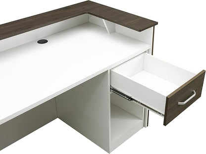 Mares 87" Wood Office Reception Desk Counter & Drawers w/Telescopic Rails & Chrome Handles | Cable Grommet Holes | Option to Add Logo | Front Table Furniture Nail Hair Beauty Salon Spa Restaurant