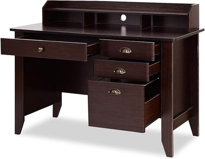 Safeplus 48" Computer Desk with 4 Storage Drawers and Hutch Wood Executive Table for PC Laptop