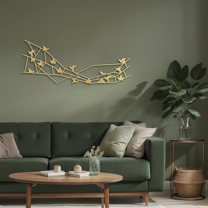 SIGNLEADER Metal Wall Art Decor Birds Perching Modern Abstract Wall Sculpture Hangings Home Decoration for Living Room, Bedroom, Bathroom, Kitchen, Outdoor - 24" Gold
