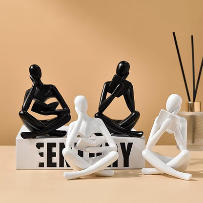 LINZHEN Style-A Beige, Creative Abstract Thinker Bookend for Home Aesthetic, Study, and Wine Cabinet – Stylish Shelf Decor Accent and Thoughtful Gift for Living Room, Bar, or Coffee Shop
