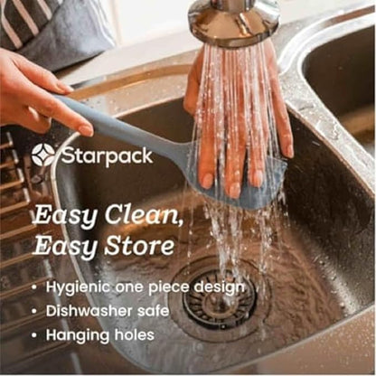 Starpack 'Flip & Whip' Premium Silicone Baking Utensils Set (5 Pcs) - 10" Blue Cooking Utensils with Large and Small Spatulas, Whisk and Basting Brush - Heat Resistant to 600°F - Baking Tool Set