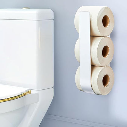 Toilet Paper Storage Wall Mount, Over The Tank Extra Toilet Paper Holder for 3 Rolls Tissue, Metal Tissue Roll Storage Stand for Bathroom, RV Adhesive Loo Roll Holder (White)